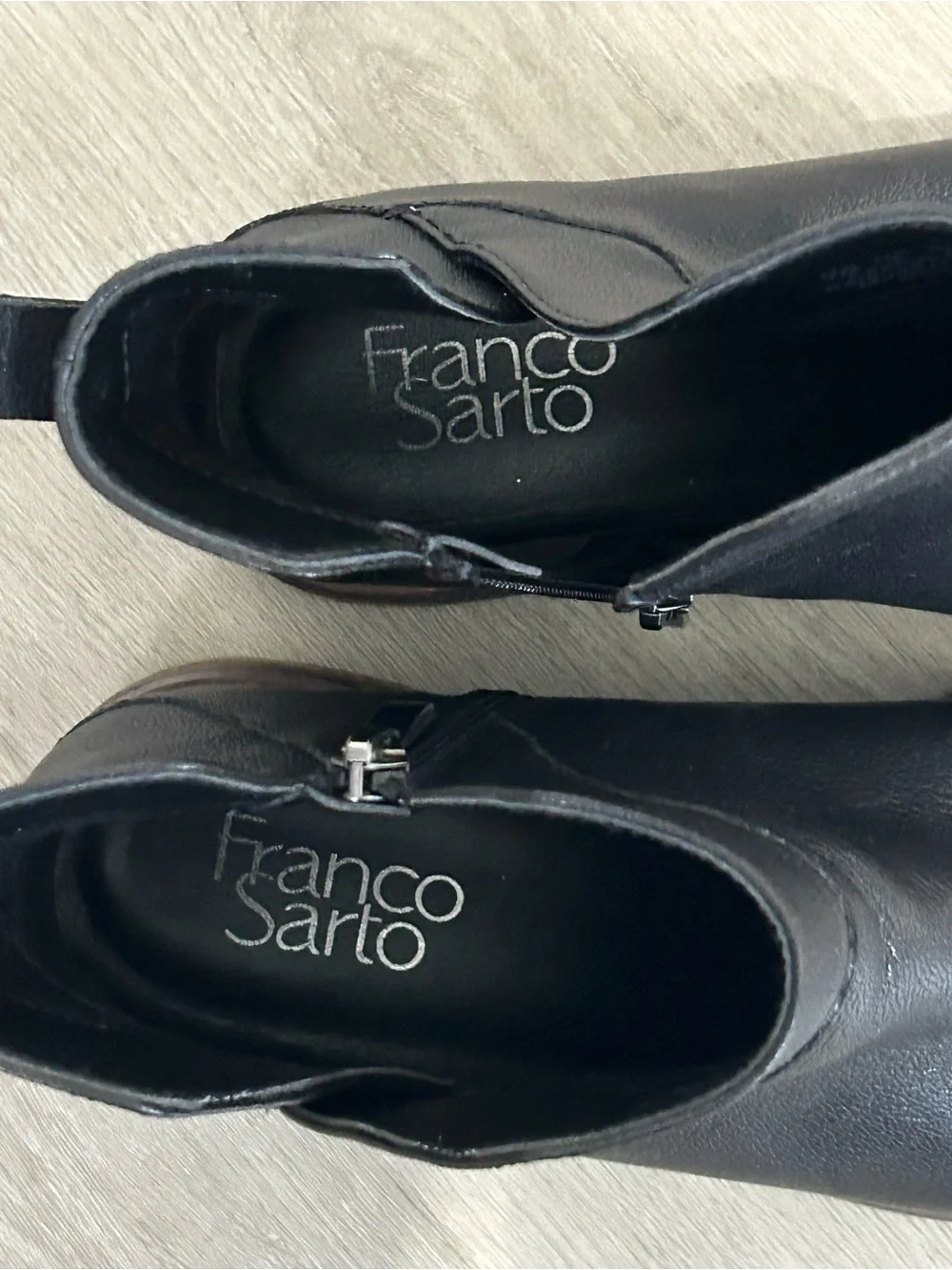 Franco Sarto Leather Ankle Booties – Women's Black | Side Zip